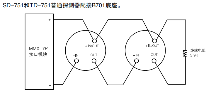 JTW-BCD-TD751普通非编址感温海南探测器接线图